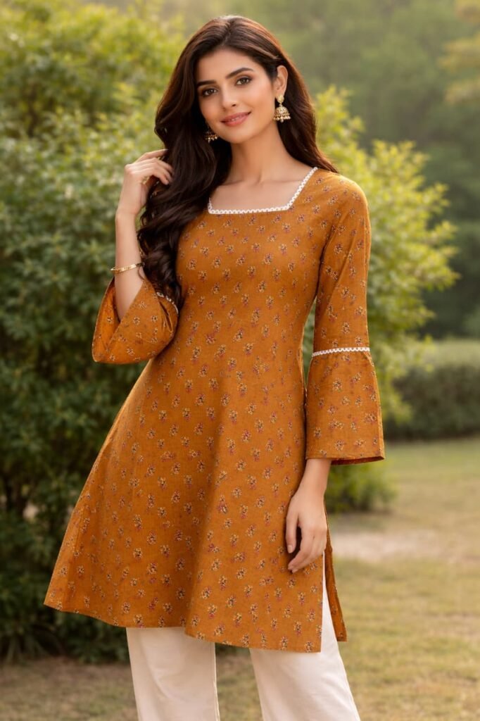 Cotton Short Kurti – Bellbottom Style